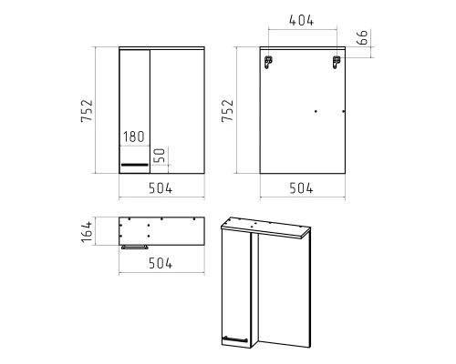 Зеркальный шкаф Misty Крафт - 50 левый