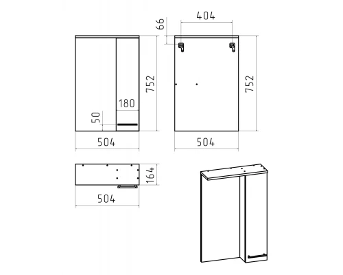 Зеркальный шкаф Misty Крафт - 50 правый