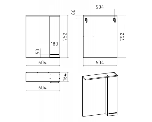 Зеркальный шкаф Misty Крафт - 60 правый