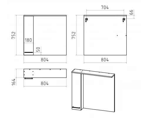 Зеркальный шкаф Misty Крафт - 80 левый