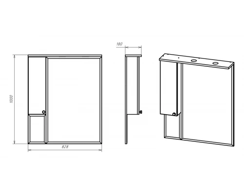 Зеркальный шкаф Misty Латте - 85 бежевый левый П-Лат02085-032Л