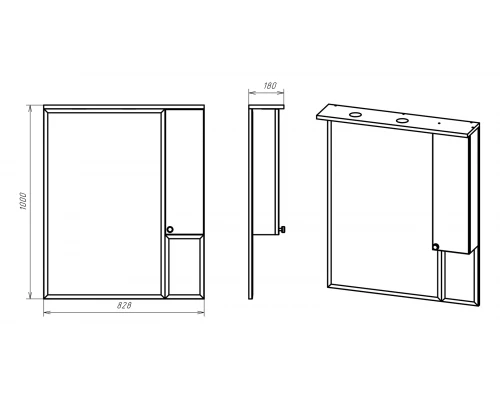 Зеркальный шкаф Misty Латте - 85 бежевый правый П-Лат02085-032П