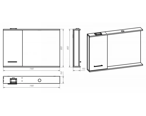 Зеркальный шкаф Misty Респект - 120 левый