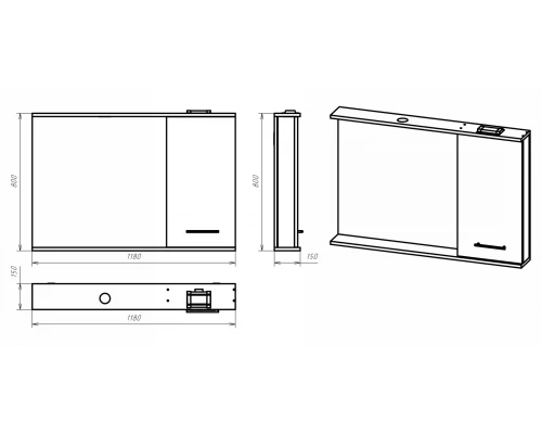 Зеркальный шкаф Misty Респект - 120 правый