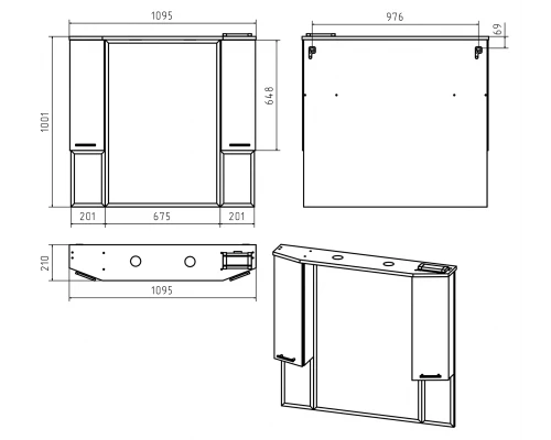 Зеркальный шкаф Misty Терра - 110 белый П-Тер02110-011