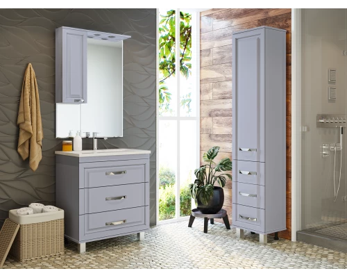 Зеркальный шкаф Misty Терра - 70 серый правый П-Тер02070-0501П