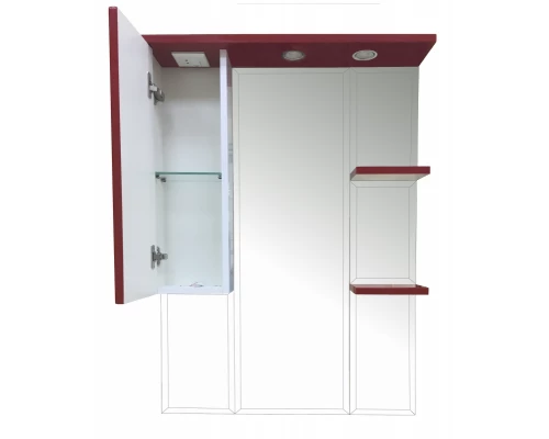Зеркальный шкаф Misty Жасмин -75 Зеркало - шкаф лев. (свет) красная ПЛЕНКА П-Жас02075-042СвЛ