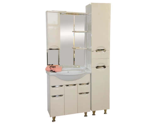 Зеркальный шкаф Misty Орхидея - 75 со светом бежевый левый П-Жас02075-031СвЛ