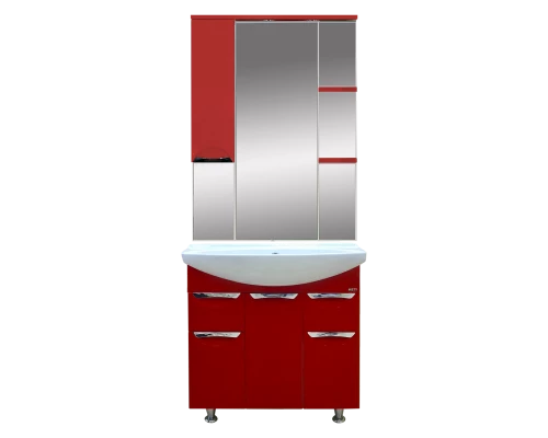 Зеркальный шкаф Misty Жасмин -75 Зеркало - шкаф лев. (свет) красная ПЛЕНКА П-Жас02075-042СвЛ