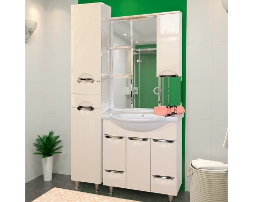 Зеркальный шкаф Misty Орхидея - 85 со светом бежевый правый П-Жас02085-031СвП