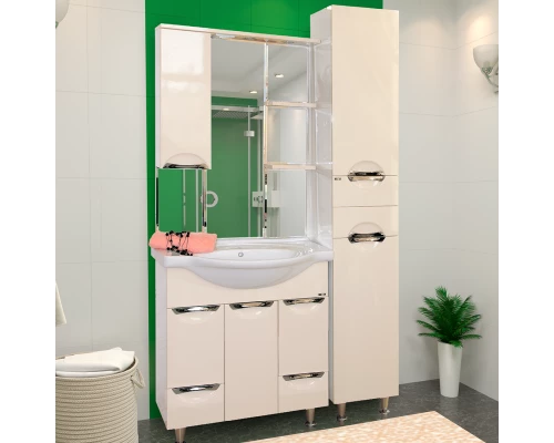 Зеркальный шкаф Misty Орхидея - 85 со светом бежевый левый П-Жас02085-031СвЛ