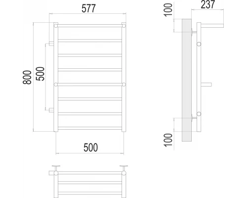 Полотенцесушитель Terminus Анкона П8 500х800 бп500 слева