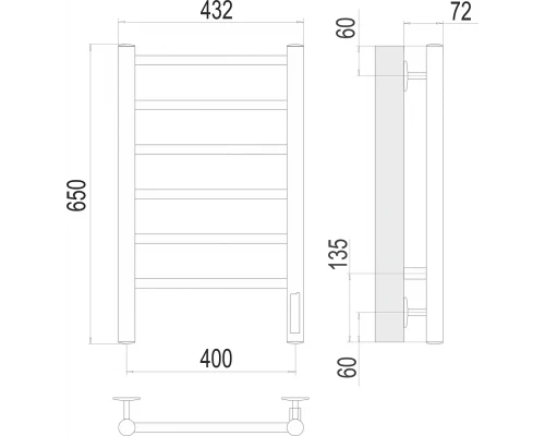 Полотенцесушитель Terminus Аврора П6 400х650 электро