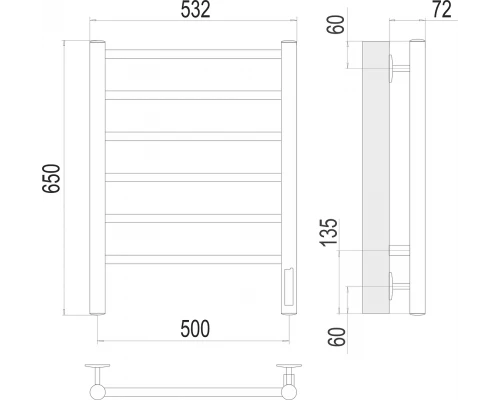 Полотенцесушитель Terminus Аврора П6 500х650 электро
