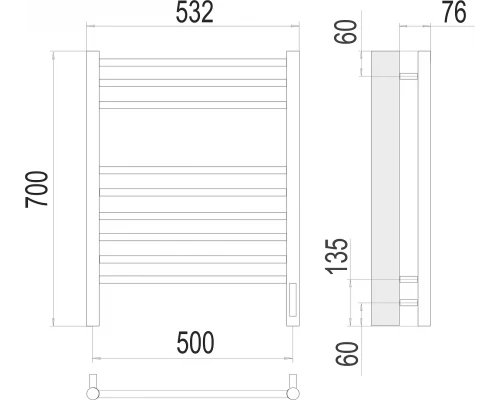 Полотенцесушитель Terminus Аврора П9 500х700 электро