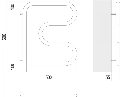 Полотенцесушитель Terminus Электро 25 F-обр 500х500 поворотный