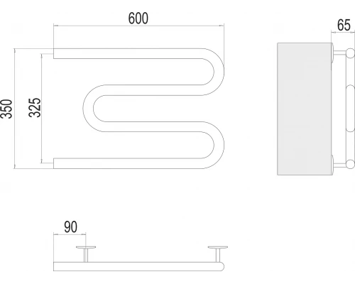 Полотенцесушитель Terminus Электро 25 М-обр 600х350
