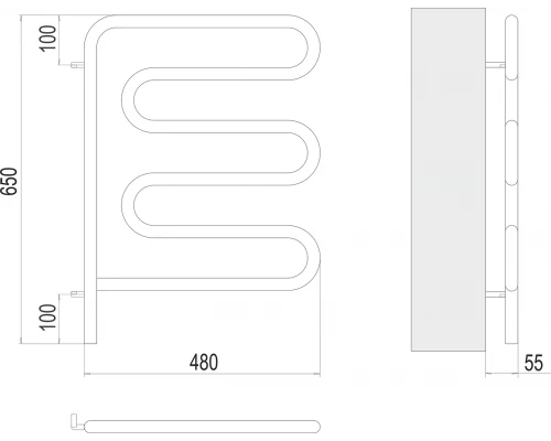 Полотенцесушитель Terminus Электро 25 Ш-обр 450х570 поворотный