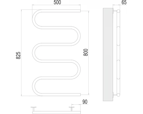 Полотенцесушитель Terminus Электро 25 Ш-обр 600х800