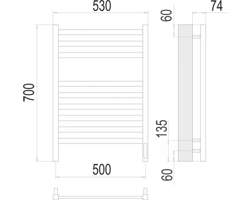 Полотенцесушитель Terminus Енисей П9 500х700 электро
