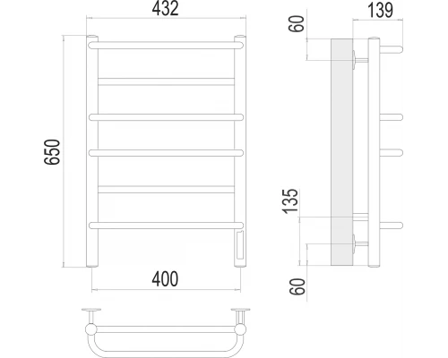Полотенцесушитель Terminus Евромикс П6 400х650 электро