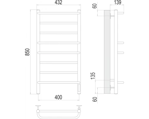 Полотенцесушитель Terminus Евромикс П8 400х850 электро