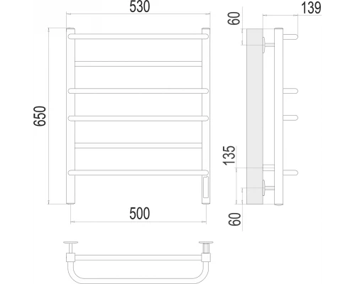 Полотенцесушитель Terminus Евромикс квадро П6 500х650 электро