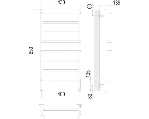 Полотенцесушитель Terminus Евромикс квадро П8 400х850 электро