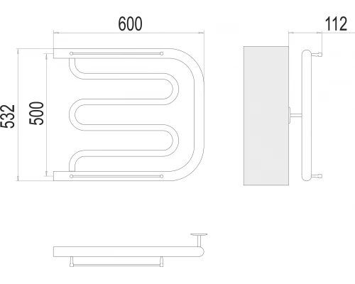 Полотенцесушитель Terminus Фокстрот (1")500х600