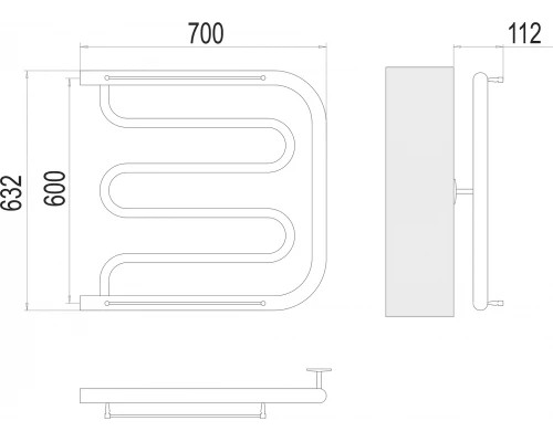 Полотенцесушитель Terminus Фокстрот 1" БШ 600х700
