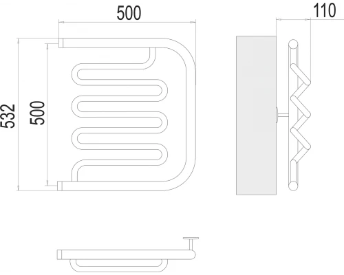 Полотенцесушитель Terminus Фокстрот-Лиана (1") 500х500