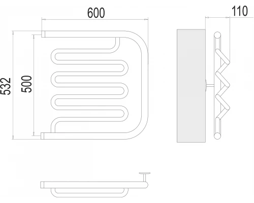 Полотенцесушитель Terminus Фокстрот-Лиана (1") 500х600