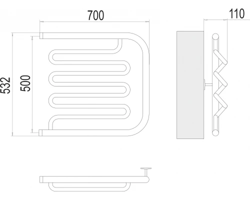 Полотенцесушитель Terminus Фокстрот-Лиана (1") 500х700
