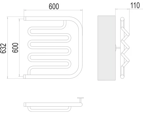 Полотенцесушитель Terminus Фокстрот-Лиана (1") 600х600