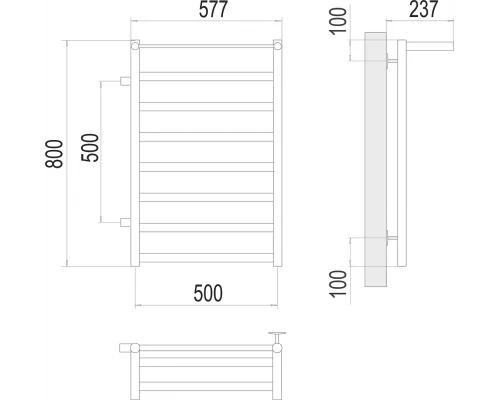 Полотенцесушитель Terminus Хендрикс П8 500х800 бп500 слева