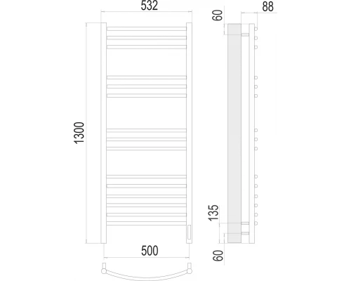 Полотенцесушитель Terminus Классик П15 500х1300 электро