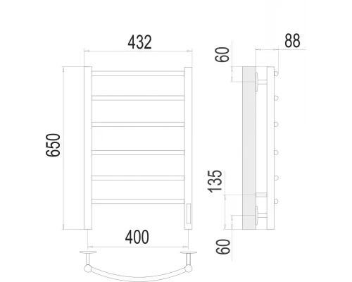 Полотенцесушитель Terminus Классик П6 400х650 электро