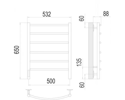 Полотенцесушитель Terminus Классик П6 500х650 левый электро