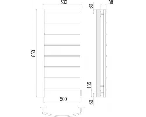 Полотенцесушитель Terminus Классик П8 500х850 электро
