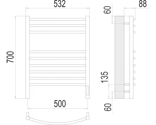Полотенцесушитель Terminus Классик П9 500х700 электро