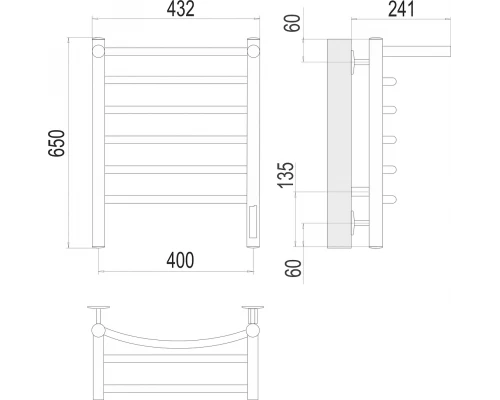 Полотенцесушитель Terminus Классик с/п П6 400х650 электро