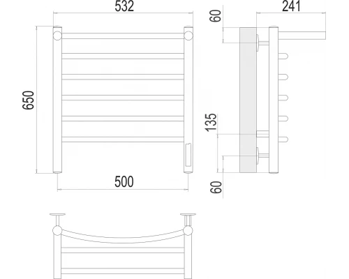 Полотенцесушитель Terminus Классик с/п П6 500х650 электро