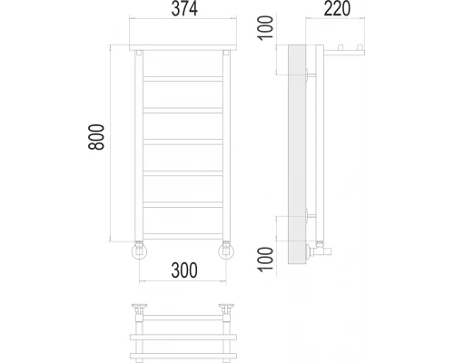 Полотенцесушитель Terminus Контур с/п П7 300х800