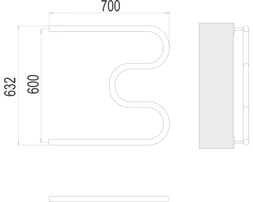 Полотенцесушитель Terminus М-образный (1")600х700