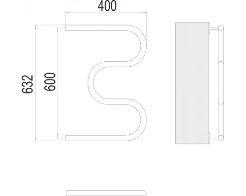 Полотенцесушитель Terminus М-образный 1" БШ 600х400