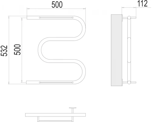 Полотенцесушитель Terminus М-образный с/п (1") 500х500