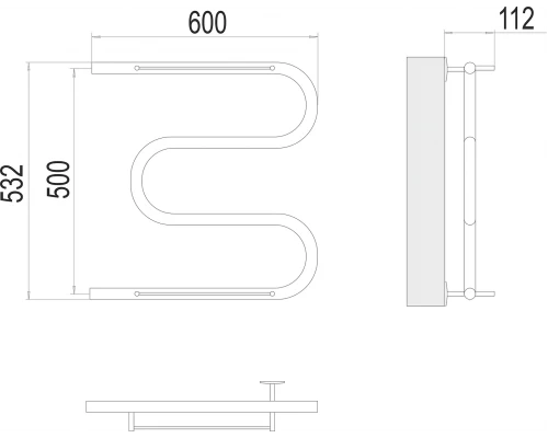 Полотенцесушитель Terminus М-образный с/п (1") 500х600