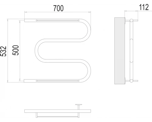 Полотенцесушитель Terminus М-образный с/п (1") 500х700