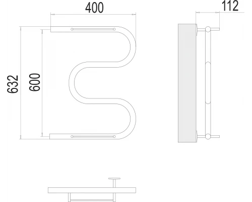 Полотенцесушитель Terminus М-образный с/п (1") 600х400