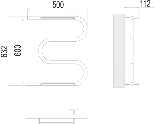 Полотенцесушитель Terminus М-образный с/п (1") 600х500